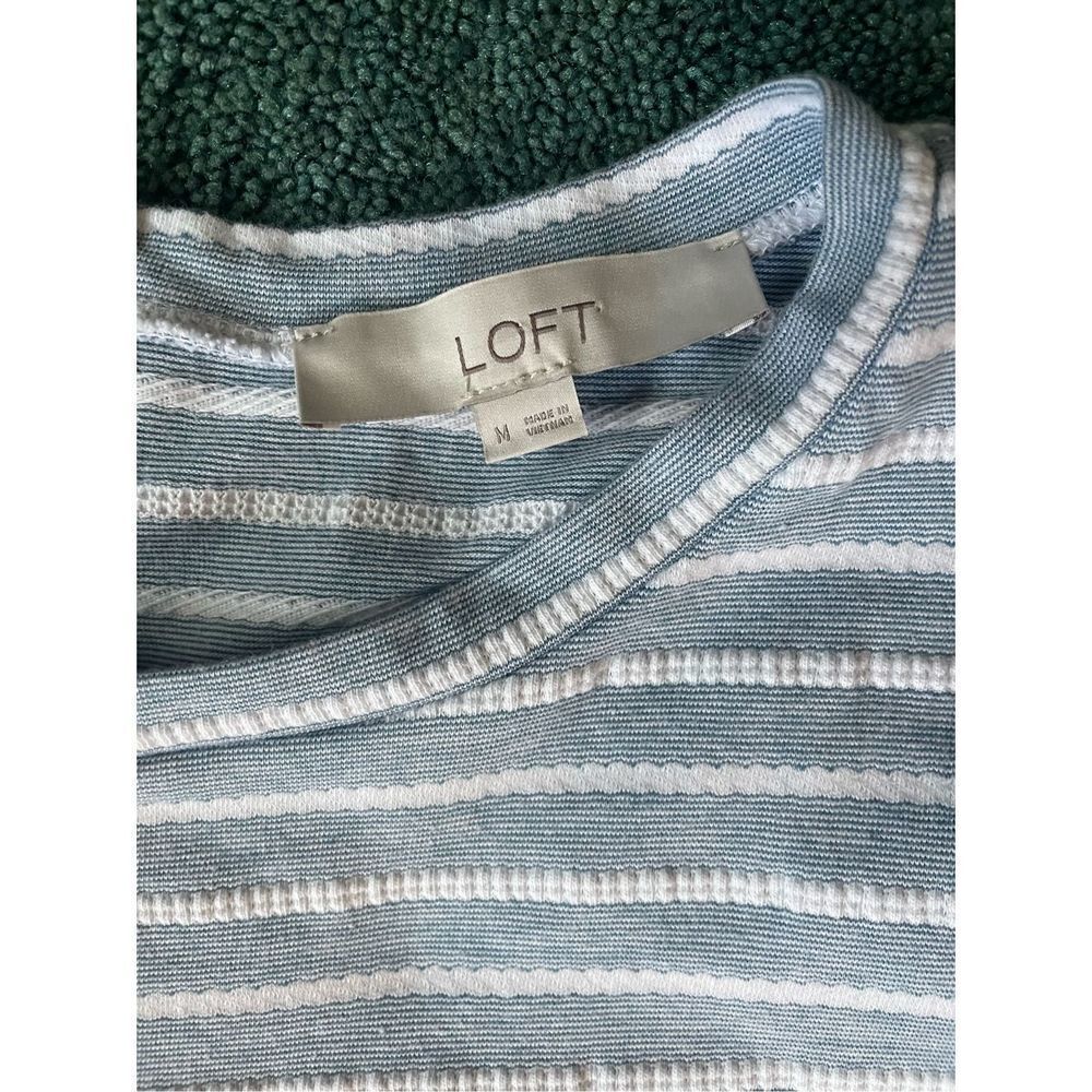 LOFT Blue White Striped Babydoll Dress Sz Medium - Picture 7 of 8